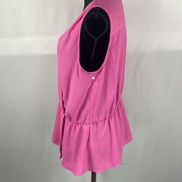 Halogen Sleeveless Wrap Front Peplum Pink Top - Picture 6 of 8